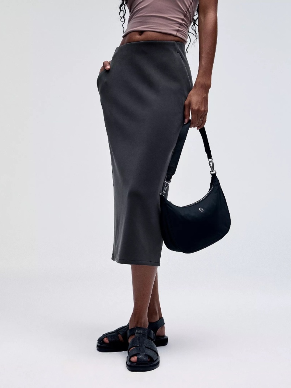 NEW NWT Lululemon Softstreme High-Rise Midi Skirt Pockets Size 4 Black $98